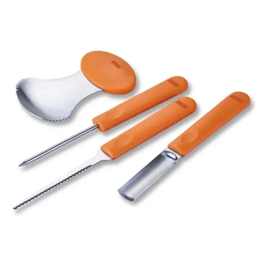 Expediere rapidă Set de scule pentru sculptat Zenker Halloween 4 piese portocaliu otel inoxidabil