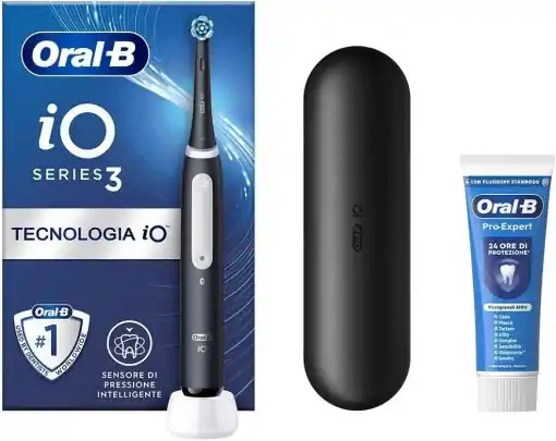 Periuta electrica Oral-B iO 3 Negru cu senzor de presiune si 3 moduri de curatare Preț redus