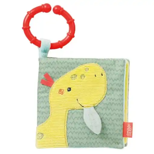 Cumpărături sigure Fehn Stoffbuch Happy Dino 051148 Jucarie din Material Textil cu Motive Dinozauri pentru Bebeti si Copii 0 luni