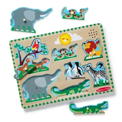 Puzzle din lemn Melissa Doug Zootiere cu sunete 8 piese pentru copii 2 Vezi acum