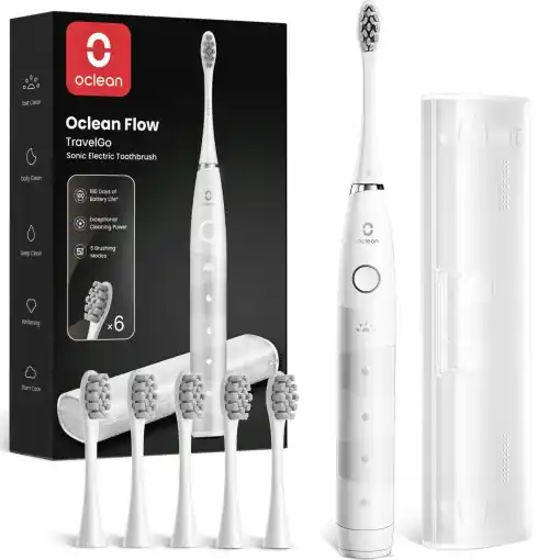 Periuta electrica Oclean Flow Set alb 180 zile autonomie IPX7 6 capete de periaj Reducere de preț