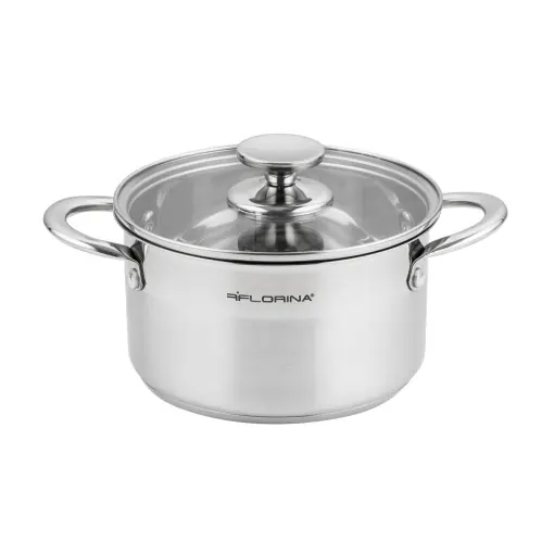 Oala din inox FLORINA Falcon 25L diametru 18 cm baza triplu stratificata ideala pentru toate tipurile de plite Transport gratuit