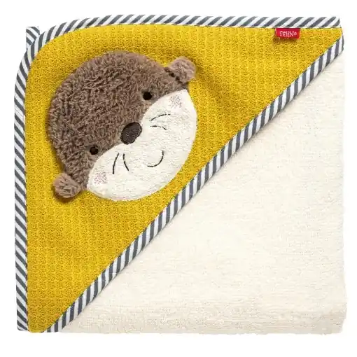 Cumpărături sigure Fehn Kapuzenbadetuch Otter 80x80 cm Frottee cu Kapusa si Motiv Otter
