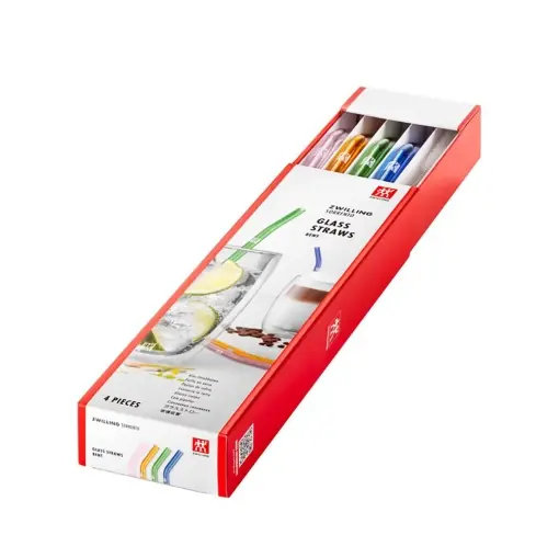 Expediere rapidă Set 4 Paie din Sticla ZWILLING Sorrento Reutilizabile 23 cm Multicolore Cu Perie de Curatare