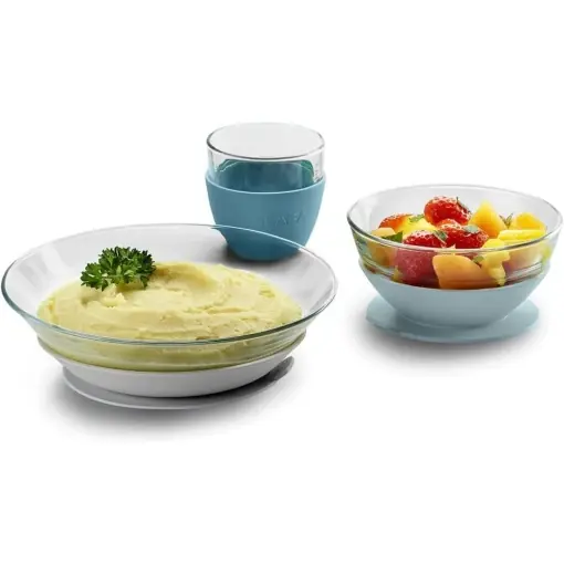 Set de vesela din sticla Beaba Duralex Jungle cu ventuze ergonomice fabricat in Franta Ofertă exclusivă