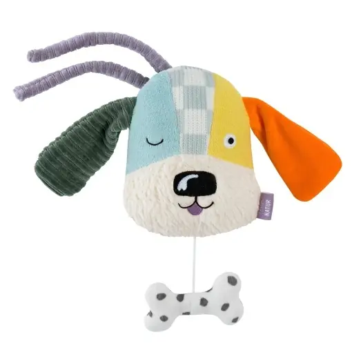Chilipir Fehn Mini-Spieluhr Hund 044010 Jucarie muzicala din bumbac organic melodia Guter Mond