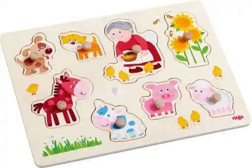Puzzle din lemn HABA 303183 cu animale 8 piese pentru copii 12 luni Doar azi
