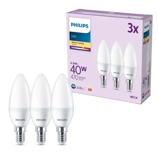 Retur ușor Becuri LED Philips Classic E14 40W Lumina Calda Set 3 Bucati