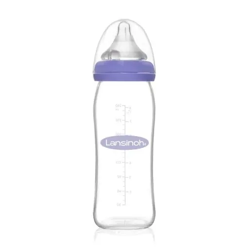 Bestseller Biberon din sticla Lansinoh cu tetina NaturalWave marimea M, 240 ml