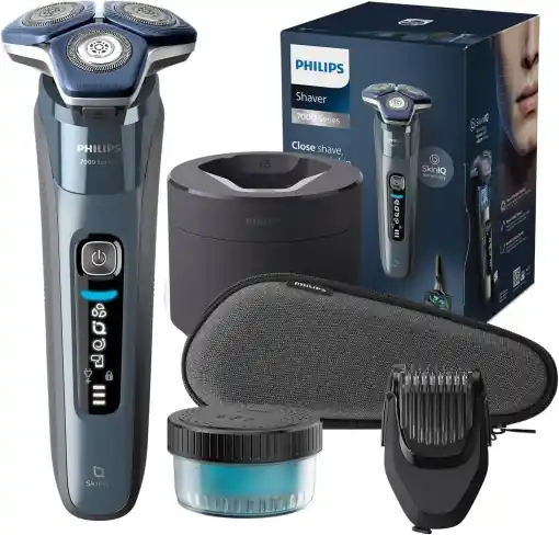 Ieftin Aparat de ras electric Philips Seria 7000 S788254 albastru utilizare uscata si umeda trimmer inclus