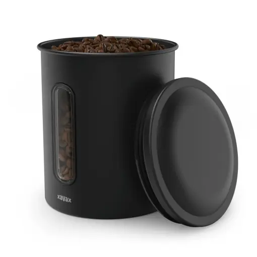 Cutie depozitare cafea Xavax 500g negru mat capac etans cu fereastra Ofertă de sezon