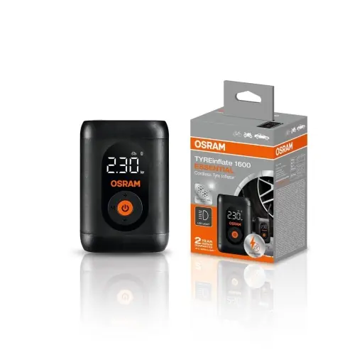 Retur gratuit Compresor digital portabil OSRAM TYREinflate 1600 ESSENTIAL fara cablu LED si incarcare USB-C