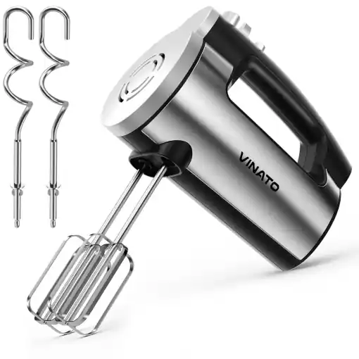 Plată securizată Mixer de mana VINATO 300W 6 trepte viteza 2 teluri si 2 carlige din inox protectie supraincalzire