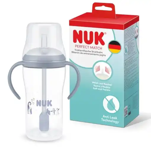 NUK Perfect Match Biberon cu pai 260 ml albastru anti-scurgere Comandă acum