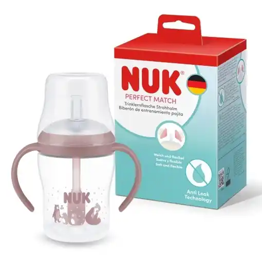 NUK Perfect Match Biberon cu Pai Antiscurgere 150 ml Roz 8 luni Livrare gratuită