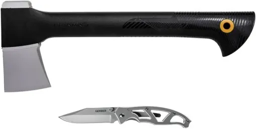 Livrare gratuită Set cadou Fiskars A6 Limited Edition topor si briceag pliabil negru