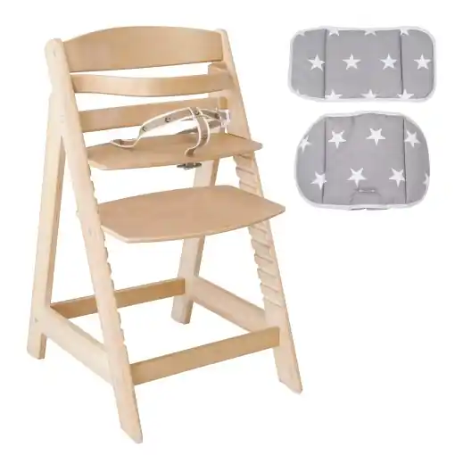 Chilipir Scaun inalt pentru copii roba Sit Up III reglabil lemn natur cu pernuta Little Stars