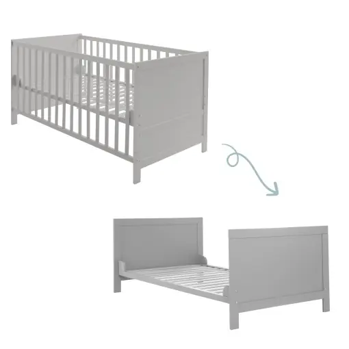 Pat copii roba Kombi 70x140 cm taupe reglabil pe inaltime transformabil in pat junior Lichidare de stoc