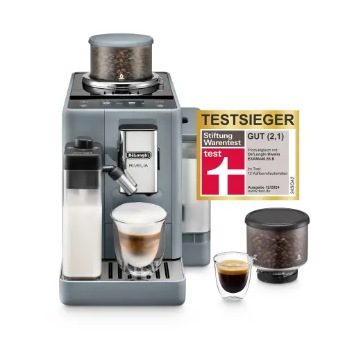 Disponibil imediat Espressor automat DeLonghi Rivelia EXAM44055G LatteCrema 16 bauturi display tactil gri