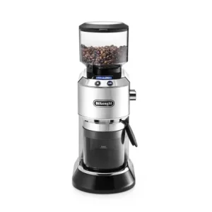 Livrare expres Rasnita de cafea DeLonghi Dedica KG 521M display LCD 18 niveluri de macinare argintiu