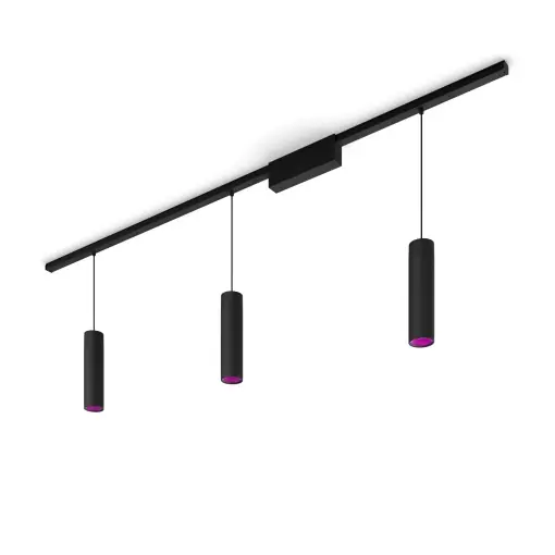 Sistem de iluminat Philips Hue Perifo - 3 Lampi suspendate LED Lumini colorate si albe Dimabil Conexiune Bluetooth sau Hue Bridge Negru Reducere de preț