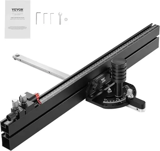 Ghidaj oblic VEVOR, fanta standard 19 x 9,5 mm, ghidaj de ferastrau de masa din aliaj de aluminiu cu gratar de aprox. 61 cm, 15 opritoare unghiulare, piston si disc detasabil, pentru prelucrarea lemnului Plată securizată