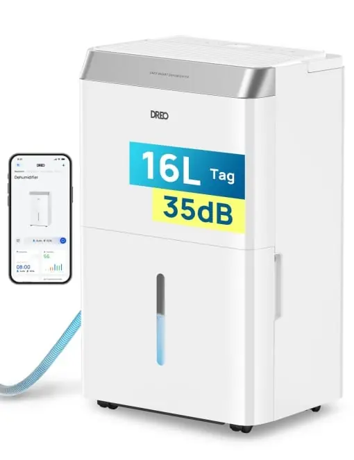Dezumidificator Dreo 16L24h 30m2 3 moduri rezervor 34L control prin aplicatie Promoție