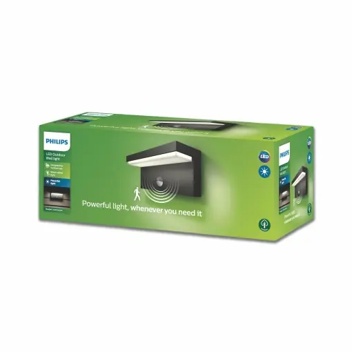 Ultima șansă Aplica LED exterior Philips Bustan cu senzor de miscare lumina calda 2700K IP44 antracit