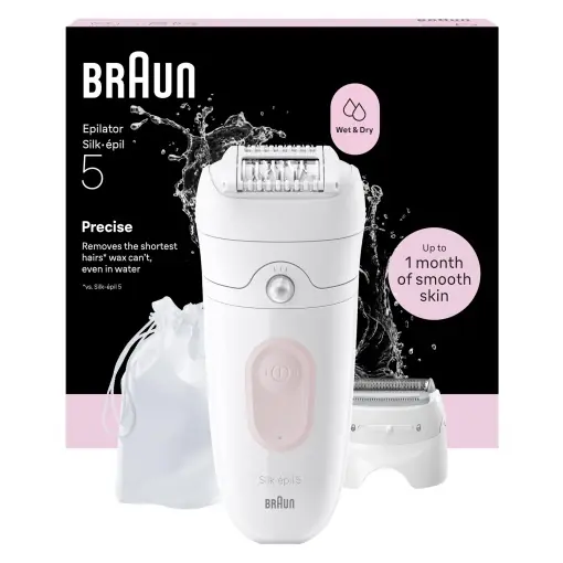 Cumpărături sigure Epilator Braun Silk-epil 5-030 Roz MicroGrip Utilizare Umeda si Uscata