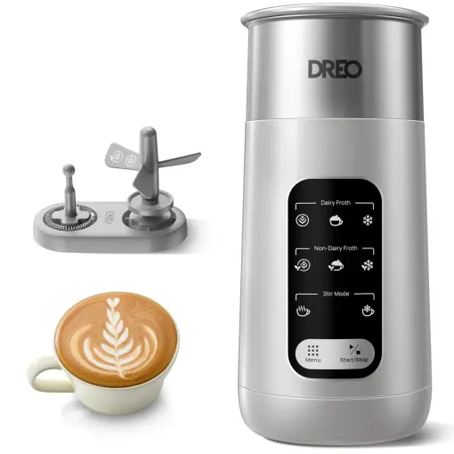 Livrare rapidă Spumator de lapte Dreo 8-in-1 270ml spuma calda si rece otel inoxidabil LED