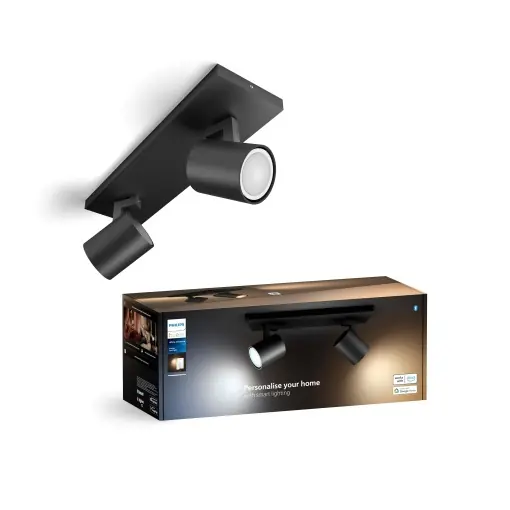 Spoturi LED Philips Hue White Ambiance Runner 2x5W Negru Dimmer inclus Lumina reglabila Lichidare de stoc