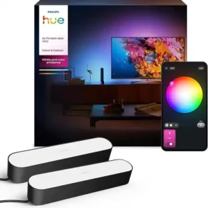 Retur ușor Philips Hue Play Lightbar Set 2 Bucati Negru Control prin Aplicatie sau Voce