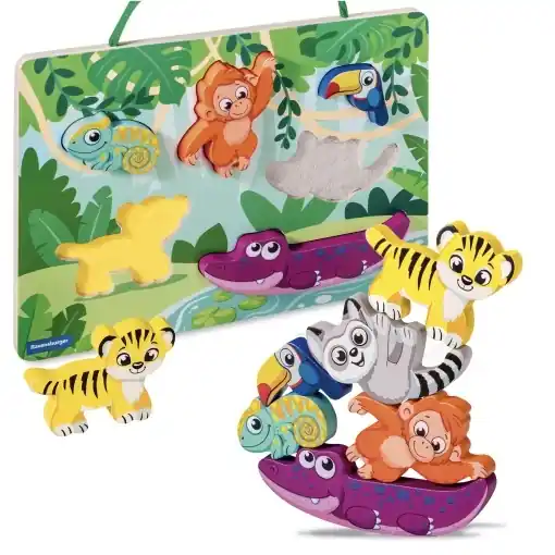Puzzle magnetic Ravensburger 4872 din lemn model Jungla 6 piese pentru copii 1 ani Livrare gratuită