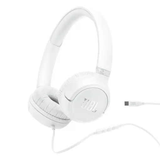 Expediere rapidă Casti JBL Tune 530C On-Ear cu microfon JBL Pure Bass pliabile cablu USB-C Alb
