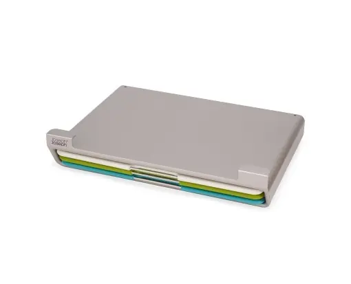 Plată sigură Set 3 Tavi de Taiat Joseph Joseph Folio Slim Montabil in Dulap VerdeAlbastruArgintiu