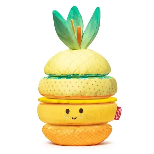 Jucarie senzoriala pentru bebelusi Melissa Doug, Ananas, 6-12 luni, 5 piese, texturi si sunete Ieftin