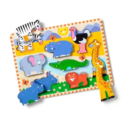 Preferatul clienților Puzzle din lemn pentru copii Melissa Doug Safari, 8 piese, certificat FSC