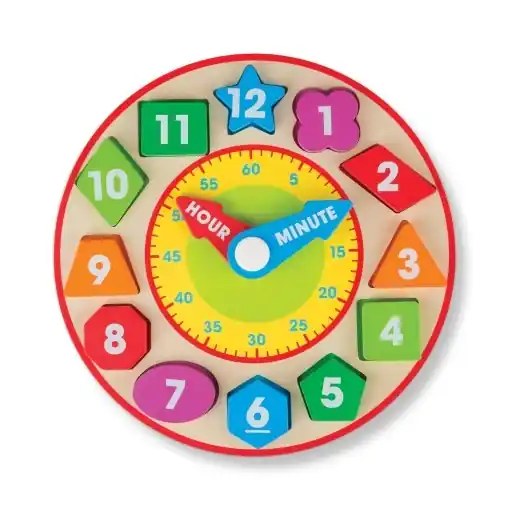 Ceas educativ din lemn Melissa Doug, cu forme detasabile, pentru copii 3-6 ani Reducere extra