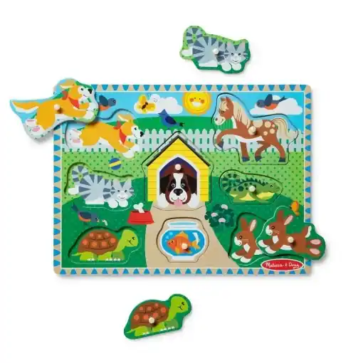 Puzzle din lemn pentru copii Melissa Doug, animale de companie, 8 piese, 2 ani Mai ieftin