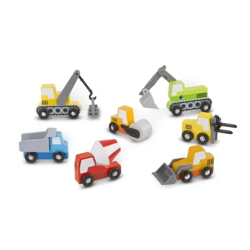 Reducere Set vehicule de constructii din lemn Melissa Doug, 7 piese, multicolor