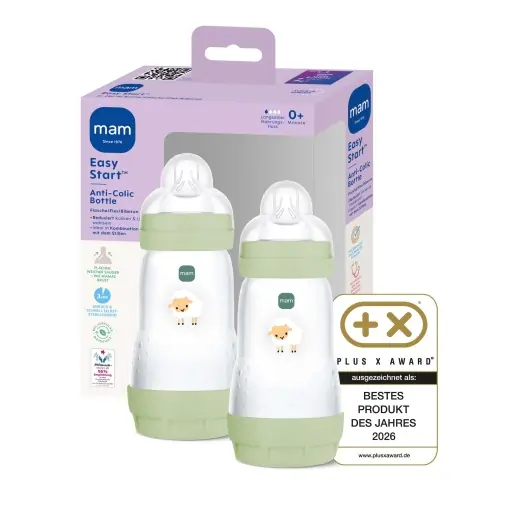 Set 2 Biberoane Anti-Colici MAM Easy Start, 260 ml, pentru Nou-Nascuti, Auto-Sterilizare Livrare rapidă