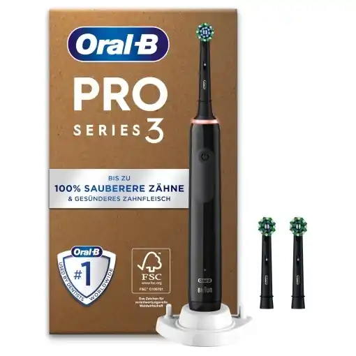 Periuta de dinti electrica Oral-B Pro Series 3, 3 moduri de curatare, cu 3 capete de periaj, Negru Reducere specială