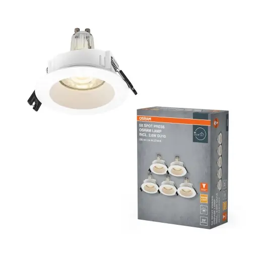 Super ofertă Set spoturi LED incastrabile Osram GU10, 2.6W, alb, 200lm, 5 bucati