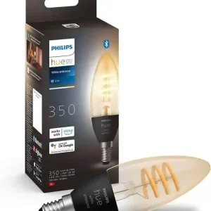 Bec LED Smart Philips Hue White Ambiance Filament E14, 350lm, Lumina reglabila calda-rece Disponibil imediat