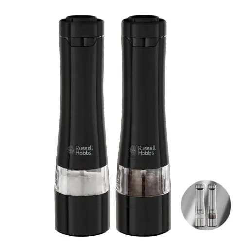 Livrare expres Rasnita electrica sare si piper Russell Hobbs 28010-56, set 2 bucati, ceramica, negru