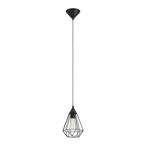 Promoție Lustra suspendata EGLO Tarbes, stil vintage, negru, E27, diametru 17.5 cm