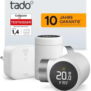 Termostat inteligent tado X - Kit de pornire cu Bridge X, control prin aplicatie si asistenti vocali, economisire energie Ofertă exclusivă