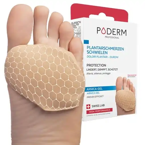 Retur gratuit Protectie pentru talpa piciorului Poderm Ballenpolster, gel cu arnica, reutilizabila, recomandata de podologi