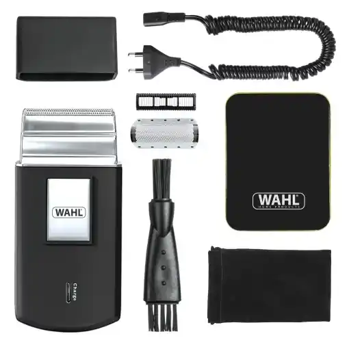 Preferatul clienților Aparat de ras electric portabil Wahl Travel Shaver, reincarcabil, autonomie 45 minute, set complet pentru calatorii