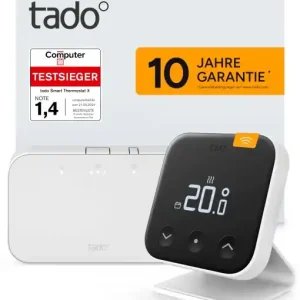 Ofertă limitată Termostat inteligent wireless tado X Kit de pornire cu Bridge X si suport, control prin aplicatie si asistenti vocali